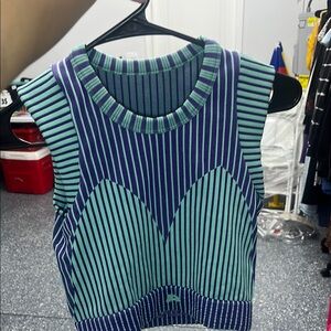 Striped Sleeveless Top - Blue and Green